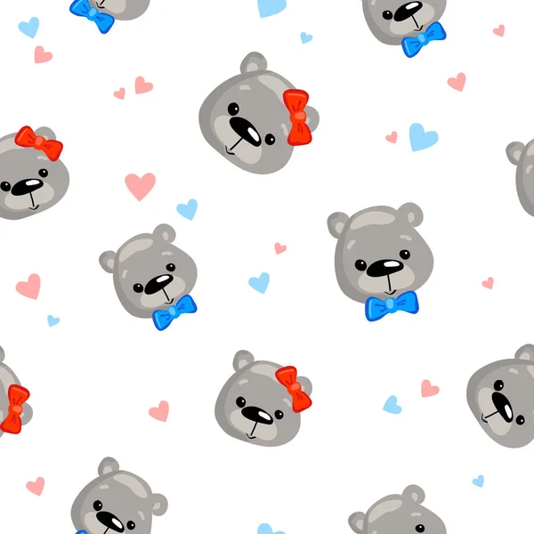 Cute Bears Seamless Pattern — Stock Vector