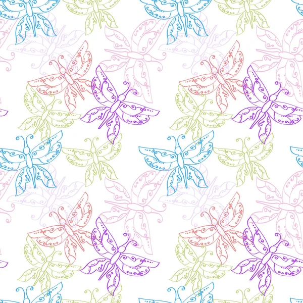 Seamless Pattern Butterflies — Stock Vector