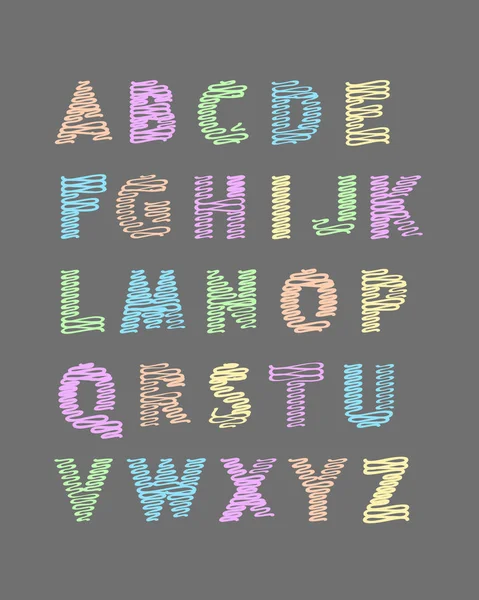 Courbes Dessinées Main Lignes Alphabet — Image vectorielle
