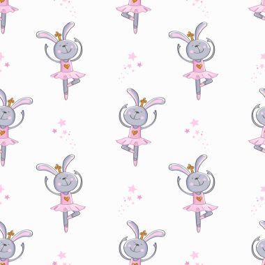 sevimli tavşan balerin seamless modeli