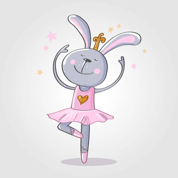 Schattig Konijn Ballerina Illustratie — Stockvector