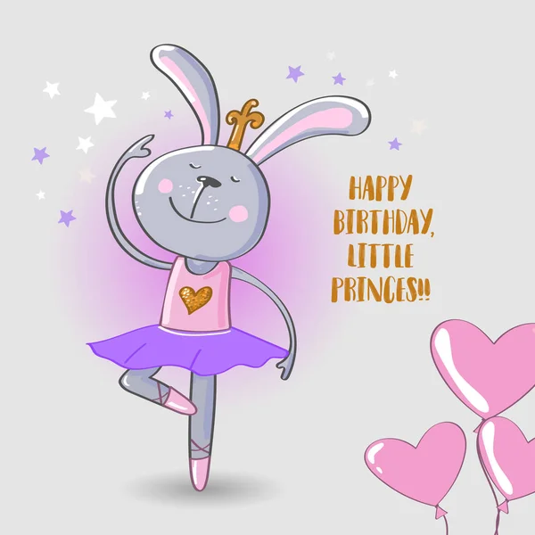 Cute Rabbit Birthday Card — Stock Vector