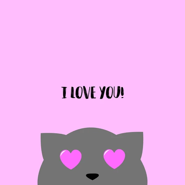 Sevgililer Günü kartında aşık tatlı kedi. 