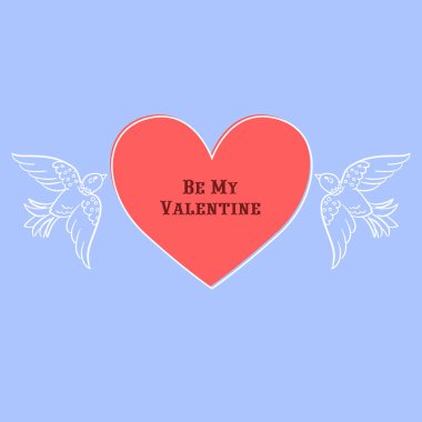Kalpli ve kuşlu Valentine vektör çizimim ol.