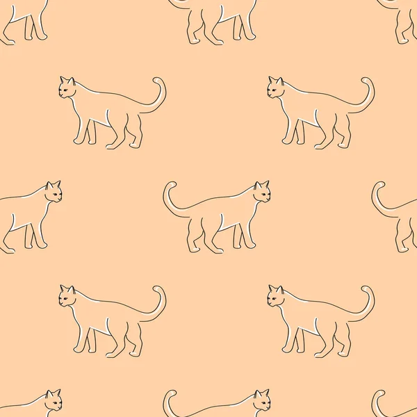 Patrón Vector Sin Costura Con Gatos — Archivo Imágenes Vectoriales