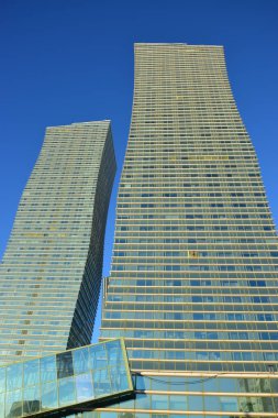 Astana (Nur-Sultan), Kazakistan - Kazakistan 'ın başkenti Astana' da (Nur-Sultan) modern binaların manzarası