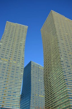 Astana (Nur-Sultan), Kazakistan - Kazakistan 'ın başkenti Astana' da (Nur-Sultan) modern binaların manzarası