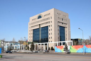 Astana (Nur-Sultan), Kazakistan - Kazakistan 'ın başkenti Astana' da (Nur-Sultan) modern binaların manzarası