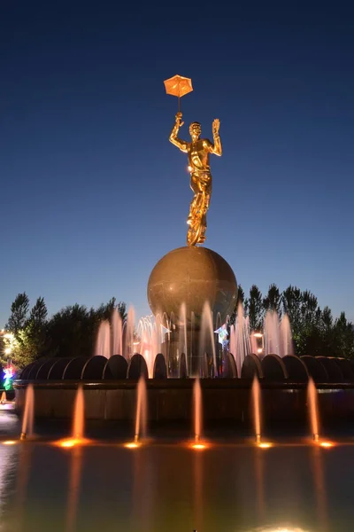 Vista Nocturna Astana Capital Kazajstán Sede Expo 2017 — Foto de Stock