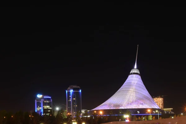 Νυχτερινή Θέα Στην Αστάνα Πρωτεύουσα Του Καζακστάν Οικοδεσπότης Της Expo — Φωτογραφία Αρχείου
