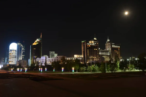 Vista Nocturna Astana Capital Kazajstán Sede Expo 2017 —  Fotos de Stock
