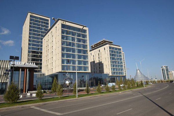 Взгляд в Астану, столицу Казахстана, принимающего ЭКСПО-2017
