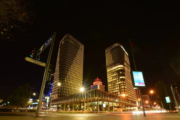 Vista Noturna Astana Capital Cazaquistão Sede Expo 2017 — Fotografia de Stock