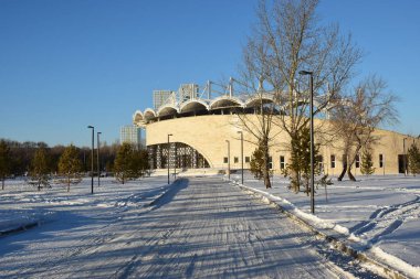 Astana 'da kış manzarası, Kazakistan 'ın başkenti, Expo 2017 ev sahibi