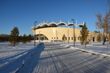 Astana 'da kış manzarası, Kazakistan 'ın başkenti, Expo 2017 ev sahibi