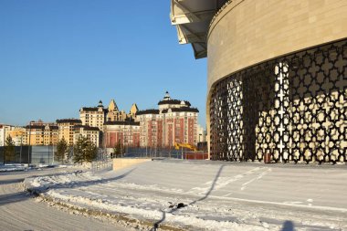 Astana 'da kış manzarası, Kazakistan 'ın başkenti, Expo 2017 ev sahibi