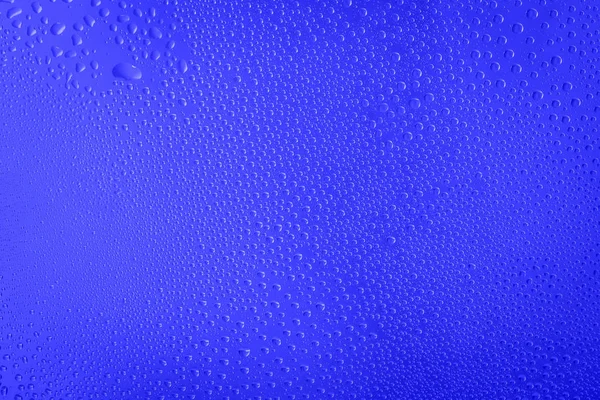 Fondo Gotas Agua Azul Sobre Vidrio Gran Pieza Trabajo Para — Foto de Stock