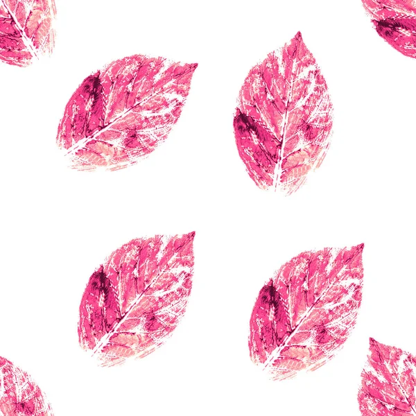 Ροζ και λευκό Αφηρημένη αφήνει σιλουέτα αδιάλειπτη μοτίβο. Χέρι — Φωτογραφία Αρχείου