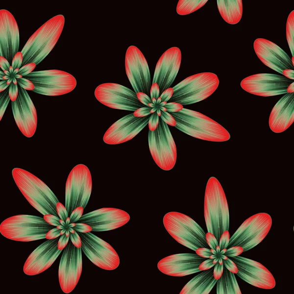 Sömlös upprepning mönster med blommor i grönt och pastellrosa på — Stockfoto