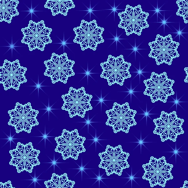 Amazing Shining Christmas Illustration Fabric Surface Seamless Pattern Snowflakes Flowers — Stock Photo, Image