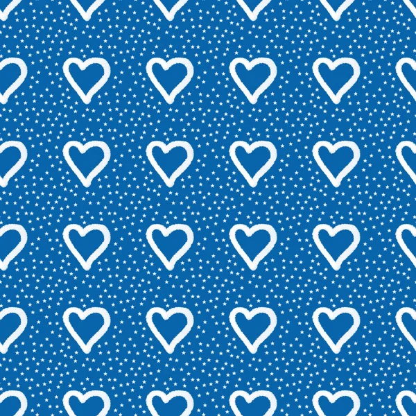 Niedliche nahtlose Muster mit Herzen und Sternen, Muster kann verwendet werden — Stockfoto