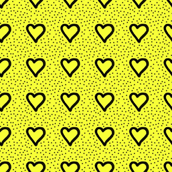 Cute seamless pattern with hearts and stars, Pattern can be used — Stock Photo, Image