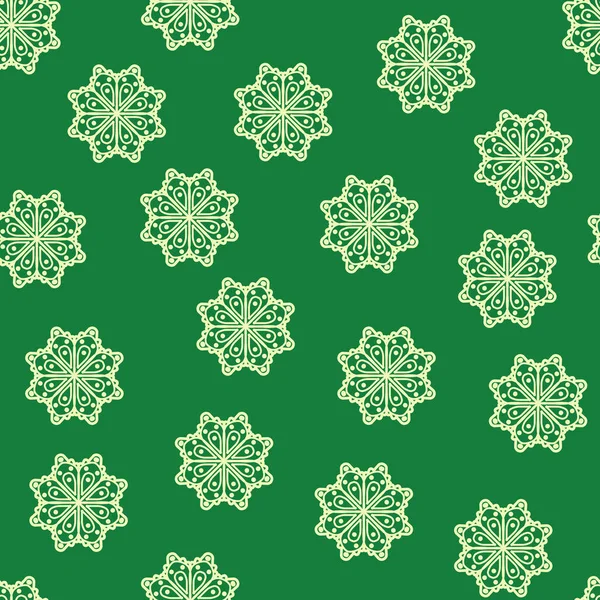 Seamless Pattern Adorable Winter Snowflakes Shape Flower Green Can Used — Stock Photo, Image