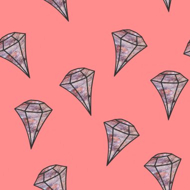 Gemstone deseni. Kusursuz çizim. Mercan b 'de soluk kristal