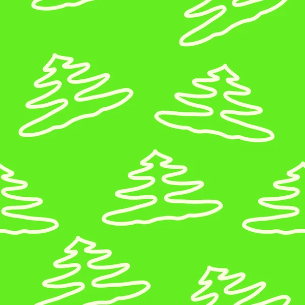 Sziluettek Zökkenőmentes Minta Zöld Erdő Fenyőfák Karácsonyfák Fenyő Csomagolópapír Háttér — Stock Fotó