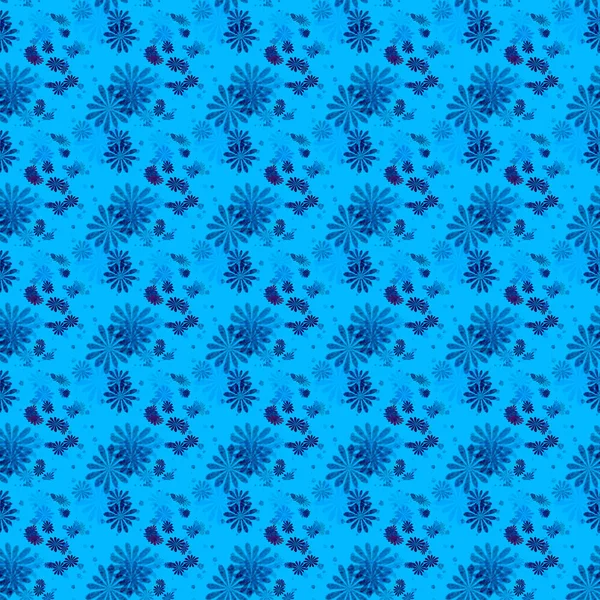 Kék virág minta a kis virágban. Véletlenszerűen szétszórt motívumok — Stock Fotó