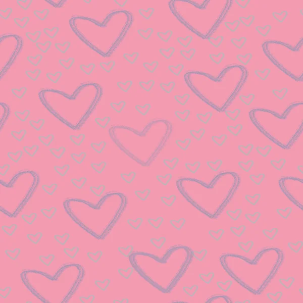 Abstract pastel seamless heart pattern. Ink illustration. Sereni — Stock Photo, Image