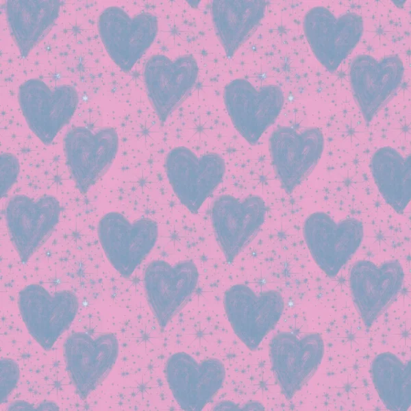 Αφηρημένη παστέλ απρόσκοπτη μοτίβο καρδιά. Εικόνα μελανιού. Σερένι. — Φωτογραφία Αρχείου