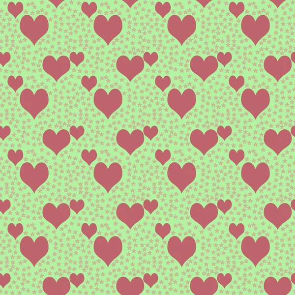 Красный и зеленый бесшовный шаблон сердца День Валентина шаблон b — стоковое фото