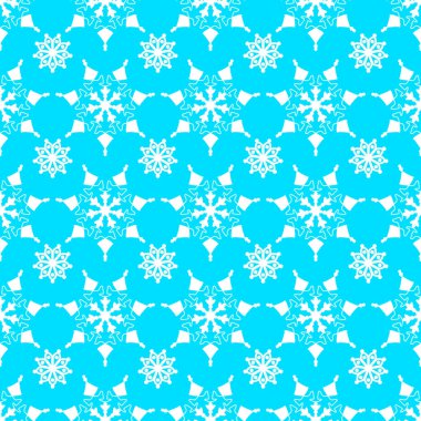 Noel için mavi zemin üzerinde pürüzsüz beyaz kar taneleri, yeni yıl, kar tanesi elementi pürüzsüz desen çizimi tasarımı Noel kağıdı ambalajlama konsepti.