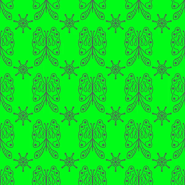 Sømløst mønster med grønn sommerfugl-øyenstikker. Endeløst trykk – stockfoto