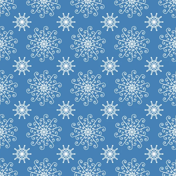 Padrão de azulejo azul clássico sem costura com floco de neve branco floral — Fotografia de Stock