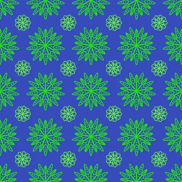 Patrón azulejo verde y azul sin costuras con adornos florales. Flo. — Foto de Stock