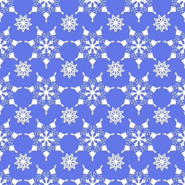 クリスマスのためのロイヤルブルーの背景にシームレスな白い雪片 — ストック写真