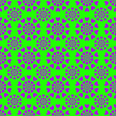 Yeşil ve mor desensiz kalpler günü şablonu