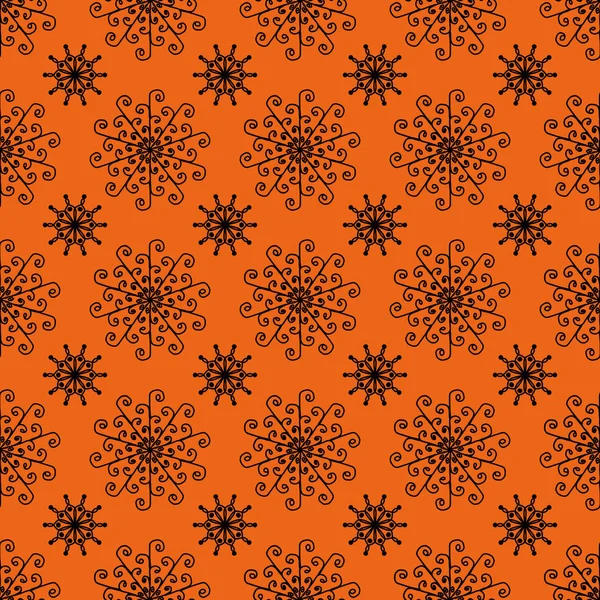 Orange Fliesenmuster nahtlos mit floralen Ornamenten. Blütentext — Stockfoto