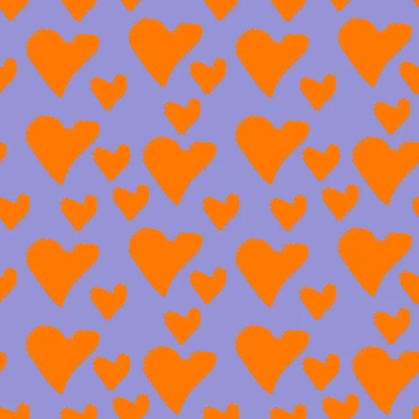 Seamless Pattern Orange Hearts Uneven Edges Valentine Day Template Background — Stock Photo, Image