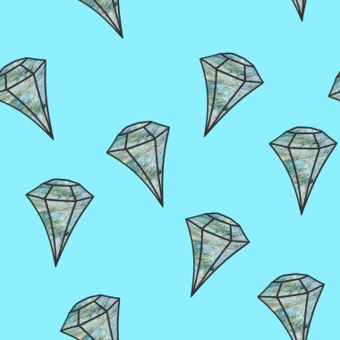 Gemstone deseni. Kusursuz çizim. Turkuoi 'de soluk kristal