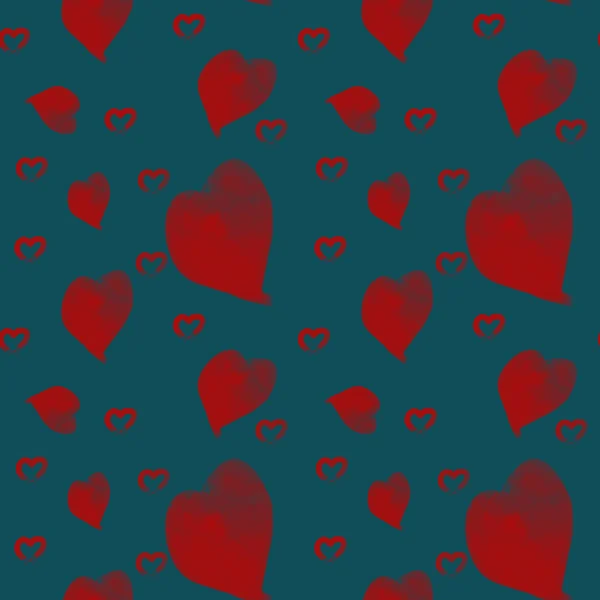 Watercolor hearts seamless background  pattern. Turquoise waterc — 스톡 사진