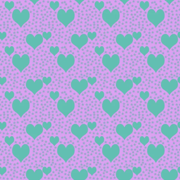 Corazones patrón de fondo sin costuras .Green y rosa romántico te —  Fotos de Stock