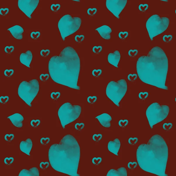 Orange Watercolor hearts seamless background  pattern. Colorful — 스톡 사진