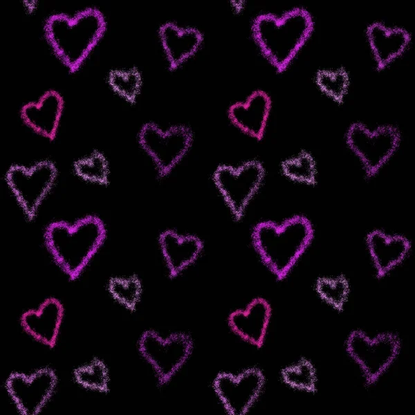 Negro Acuarela corazones patrón de fondo sin costuras. Colorido — Foto de Stock