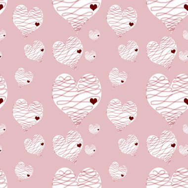 Kusursuz desenli soluk pembe kalpler sevgililer günü şablonu