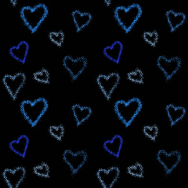 Watercolor Turquoise Blue Hearts Seamless Background Pattern Colorful Watercolor Romantic — Stock Photo, Image