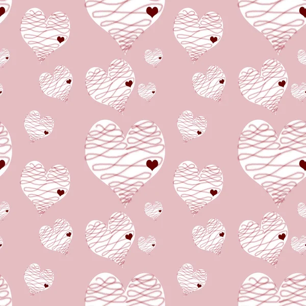 Seamless pattern pale pink  hearts valentine's day template back — 스톡 사진