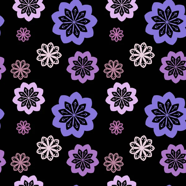 ピンク、ライラック、紫の花でシームレスな繰り返しパターン — ストック写真
